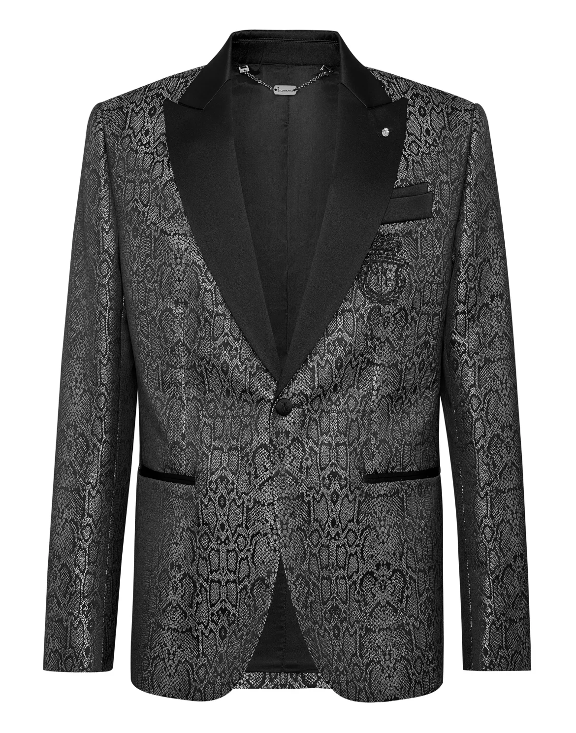 Jacquard Blazer with Satin Inserts, цвет: Серый