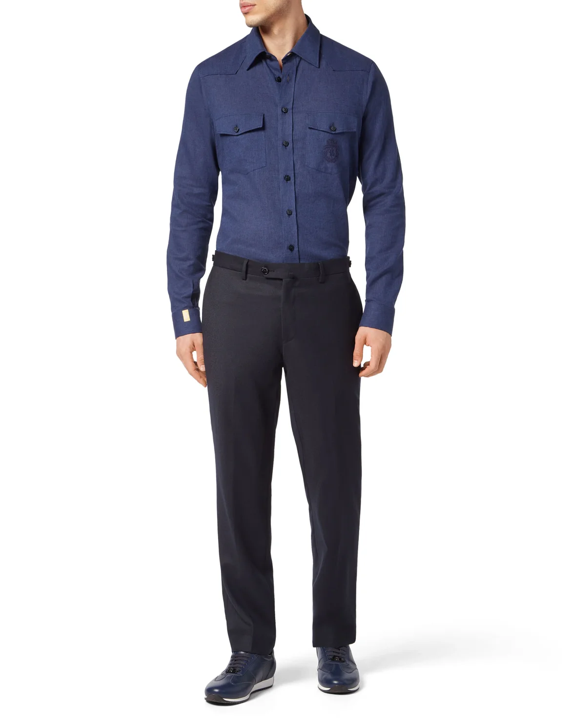 Linen&Cotton Mix Shirt, цвет: Синий