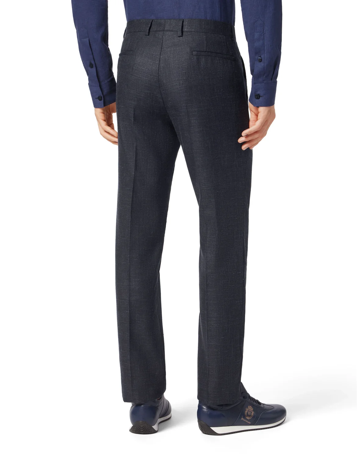 Wool Silk Linen Long Trousers, цвет: Синий