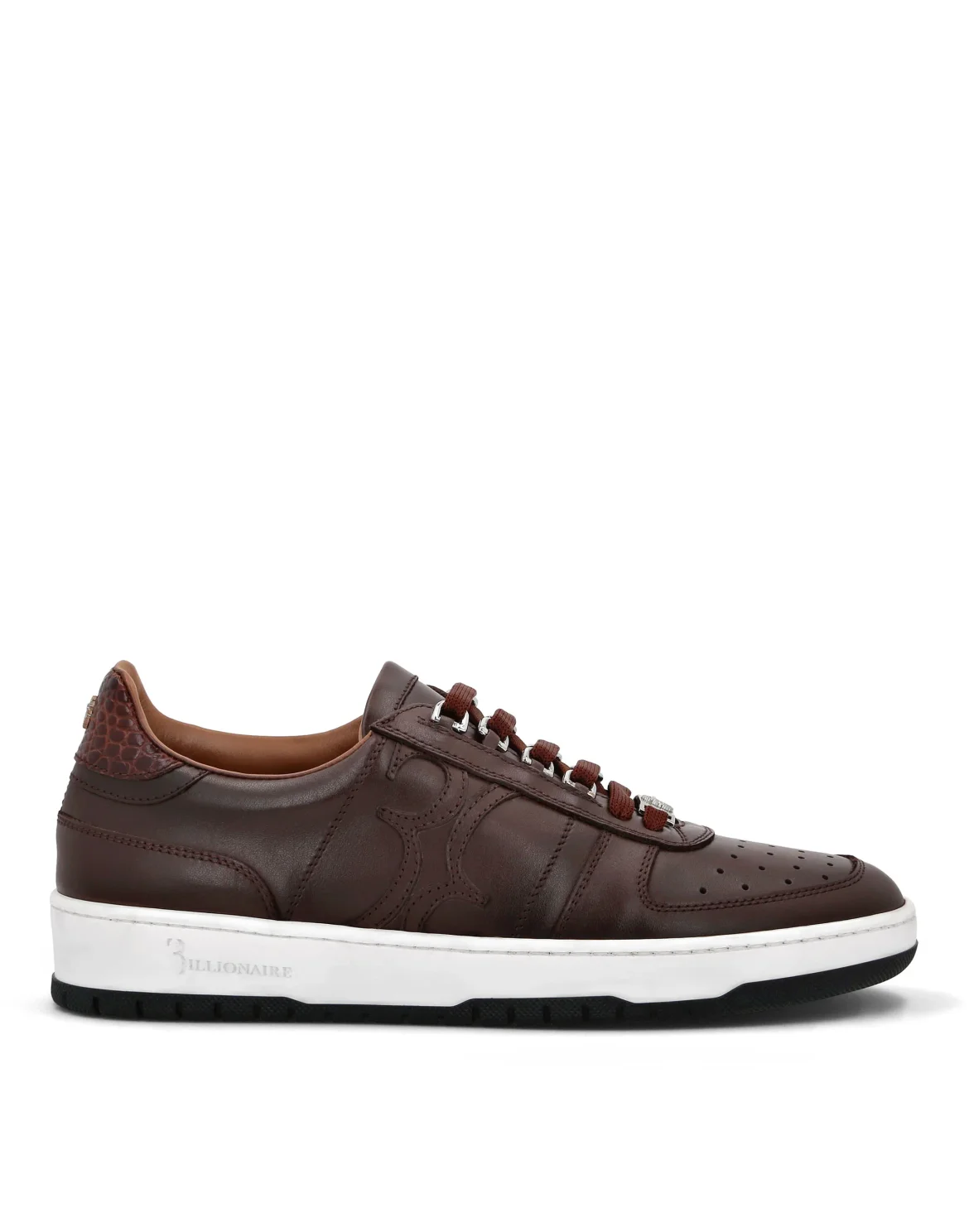 Croco Printed Leather Lo-Top Sneakers, цвет: Коричневый