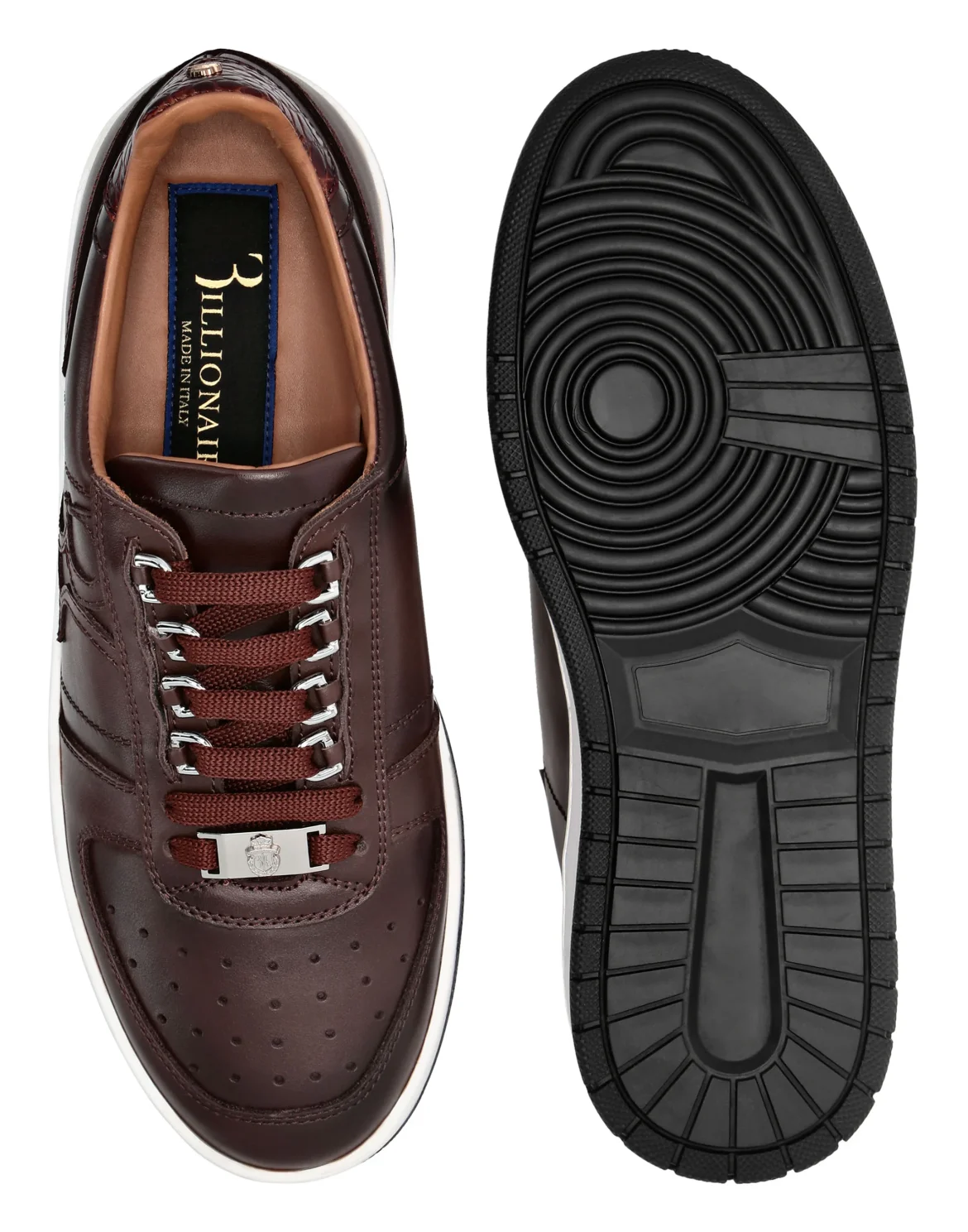 Croco Printed Leather Lo-Top Sneakers, цвет: Коричневый