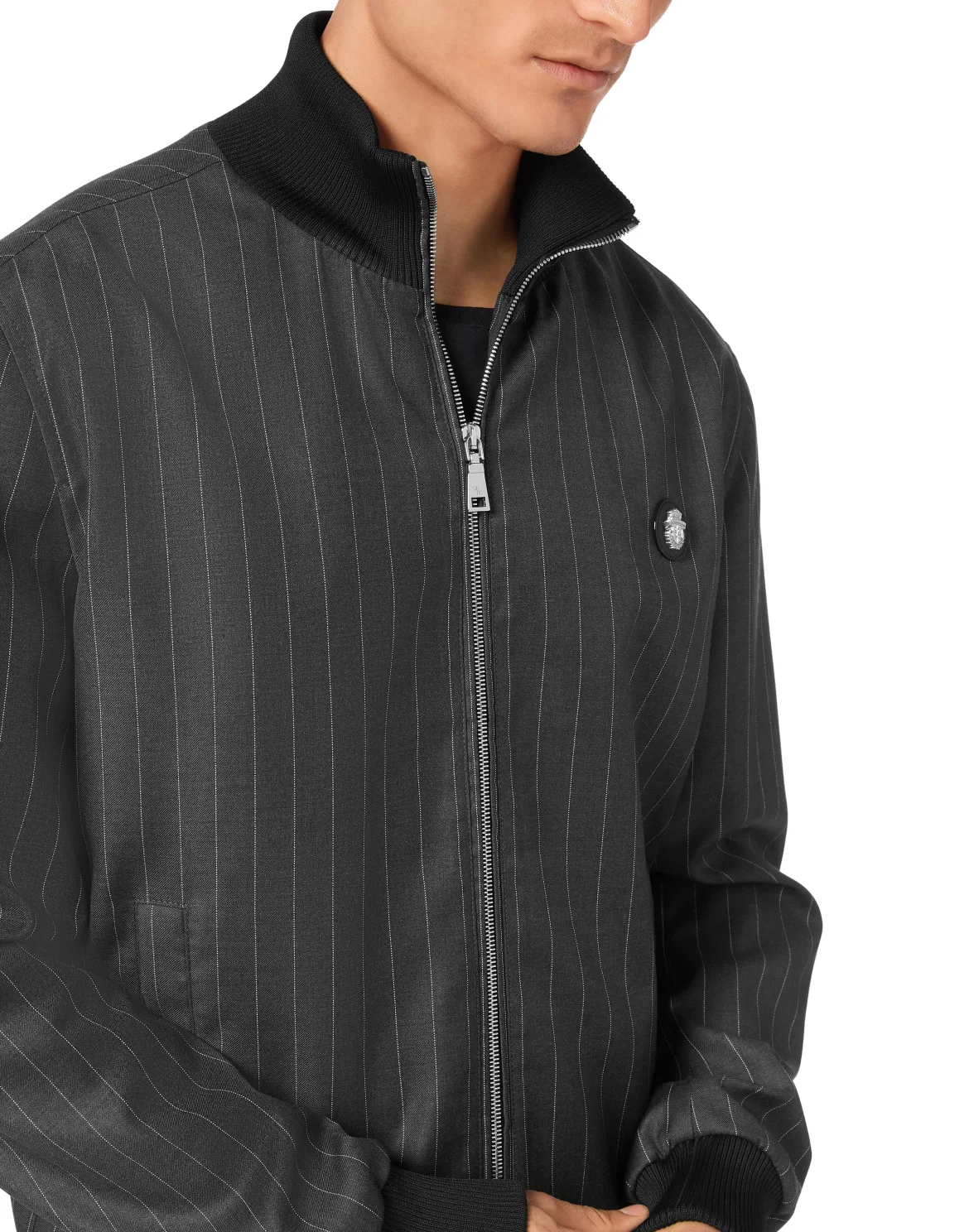 Wool Pinstripe Bomber LS, цвет: Серый