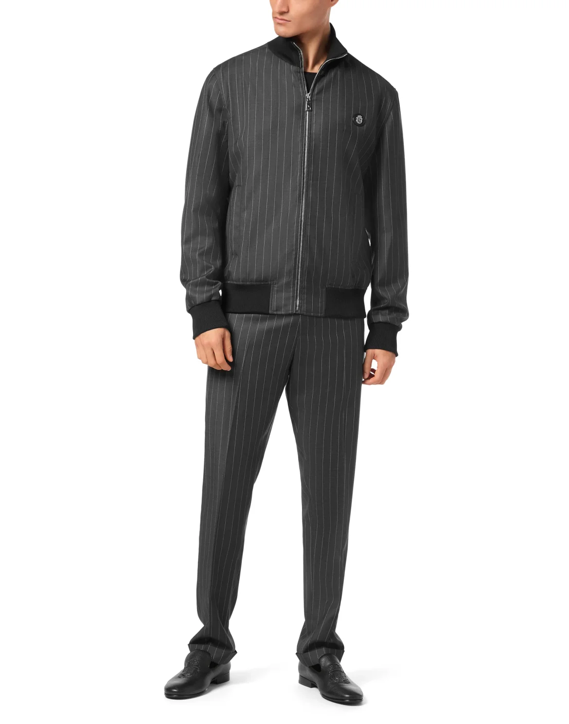 Wool Pinstripe Bomber LS, цвет: Серый