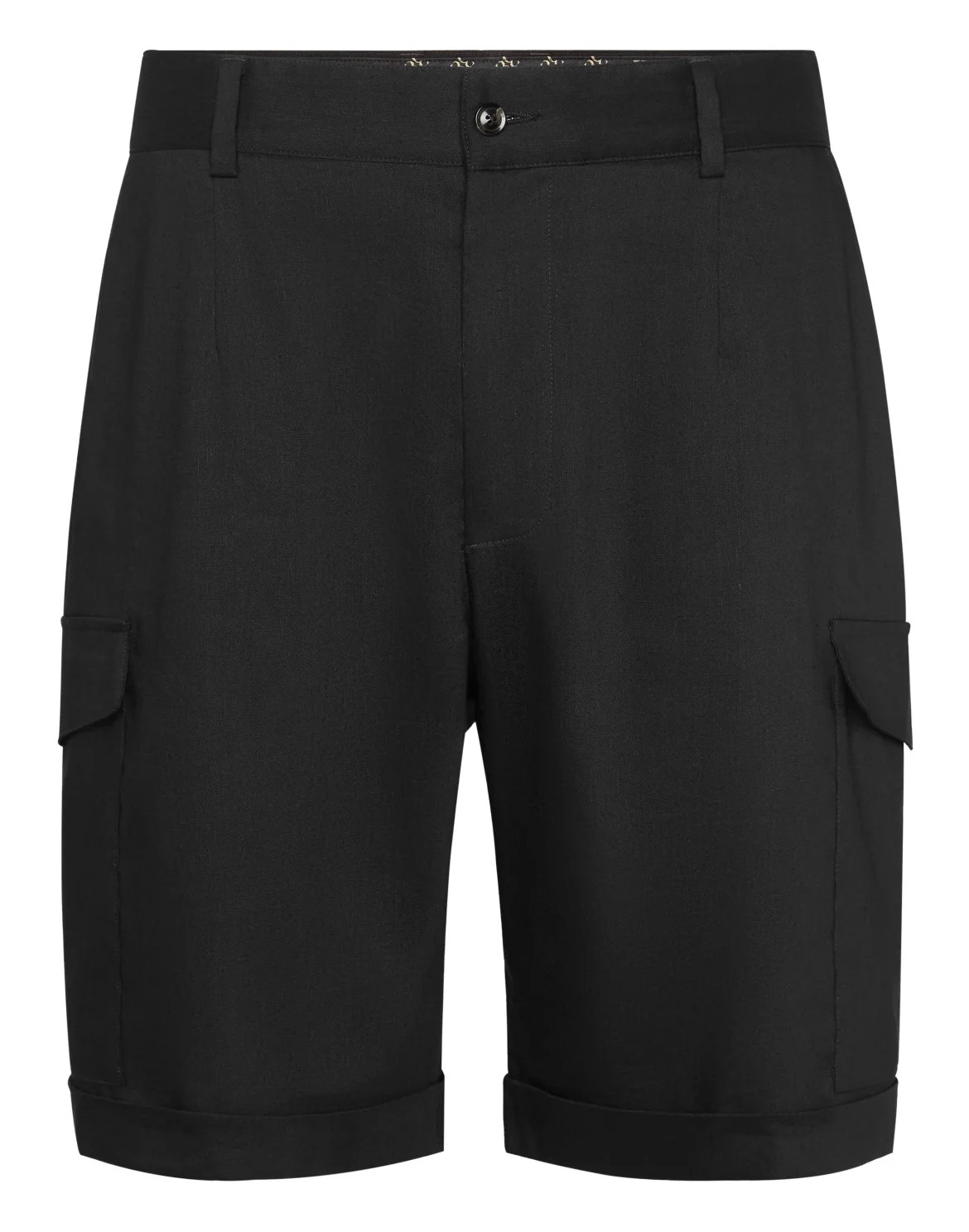 Linen Cargo Shorts, цвет: Черный