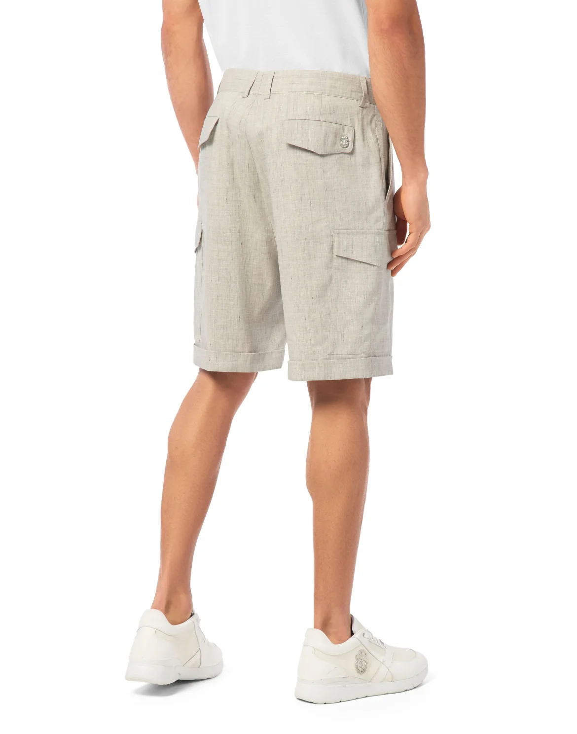 Linen Cargo Shorts, цвет: Серый