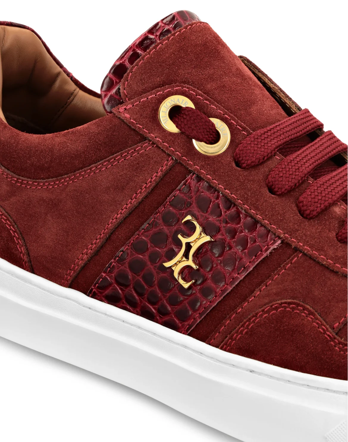 Nubuck Croco Printed Lo-Top Sneakers, цвет: Красный