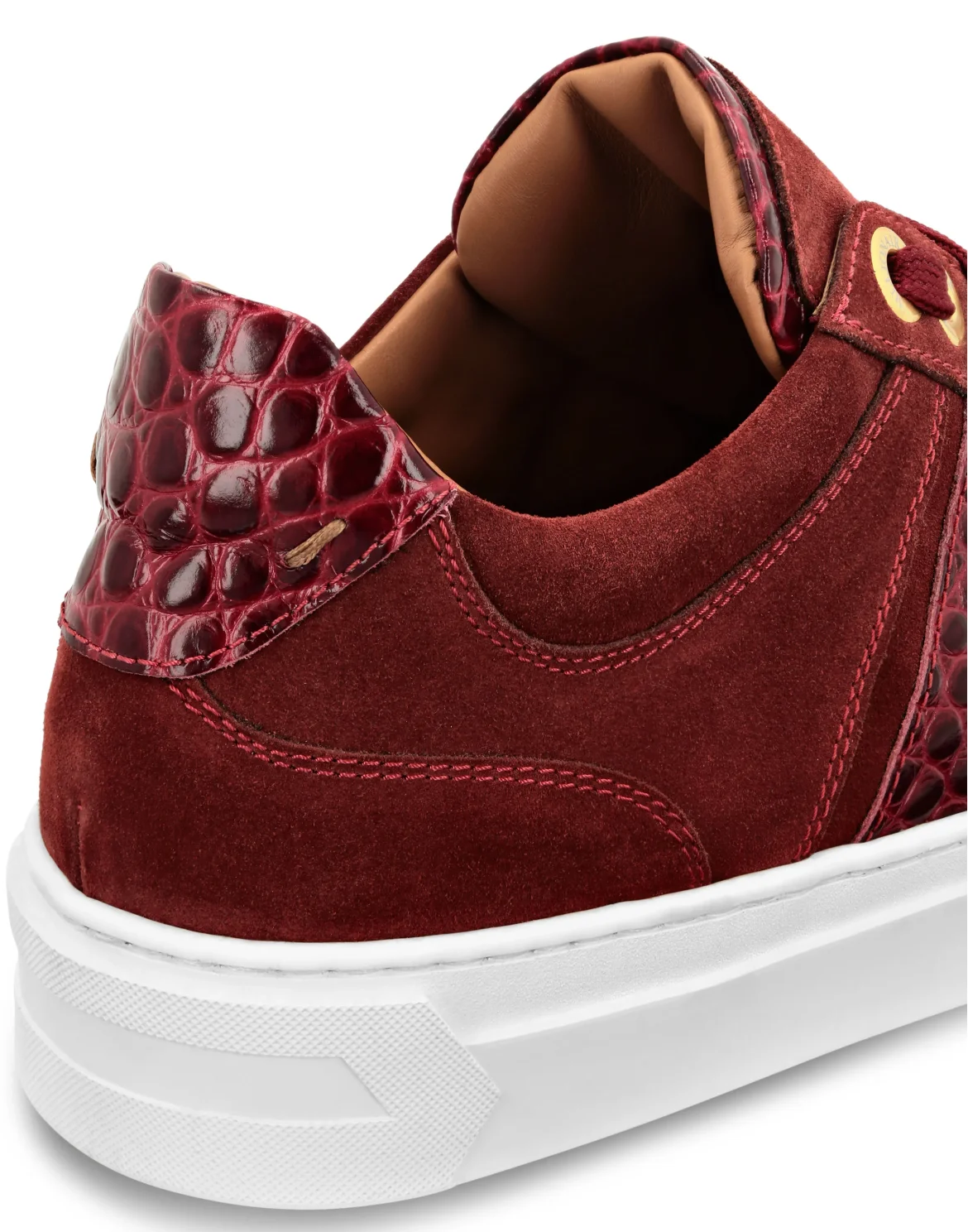 Nubuck Croco Printed Lo-Top Sneakers, цвет: Красный