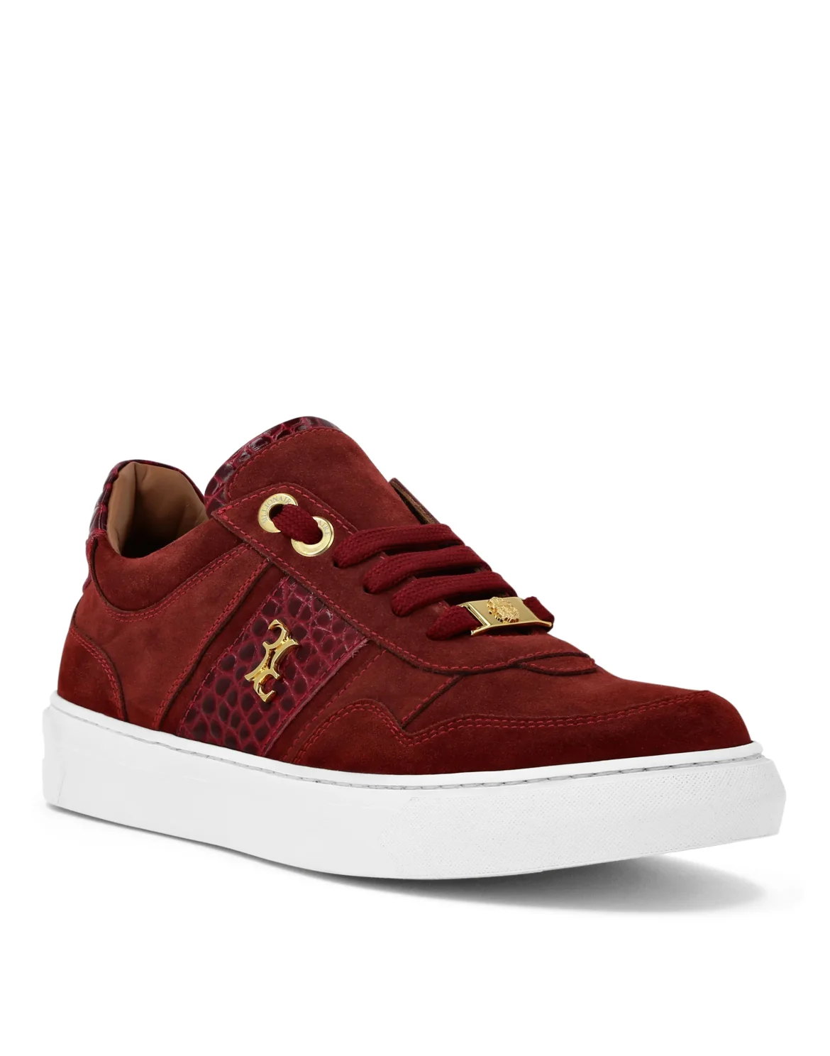 Nubuck Croco Printed Lo-Top Sneakers, цвет: Красный