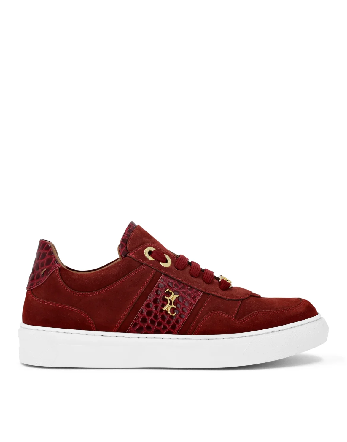 Nubuck Croco Printed Lo-Top Sneakers, цвет: Красный