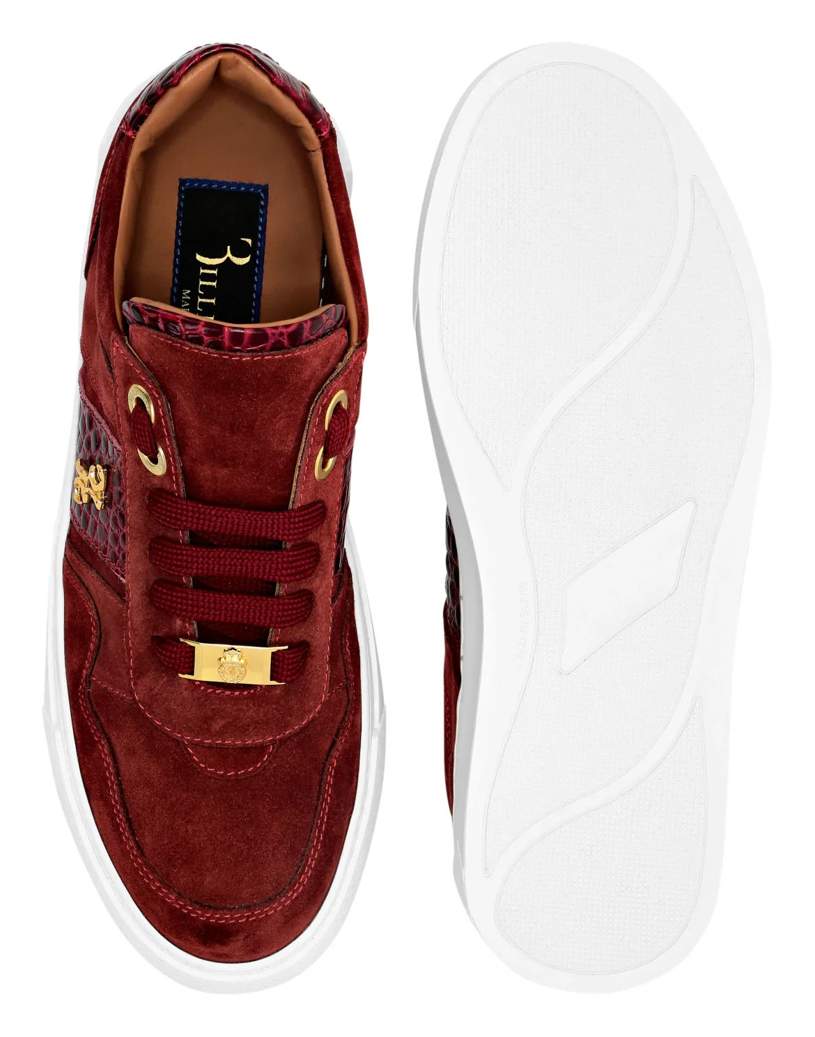 Nubuck Croco Printed Lo-Top Sneakers, цвет: Красный