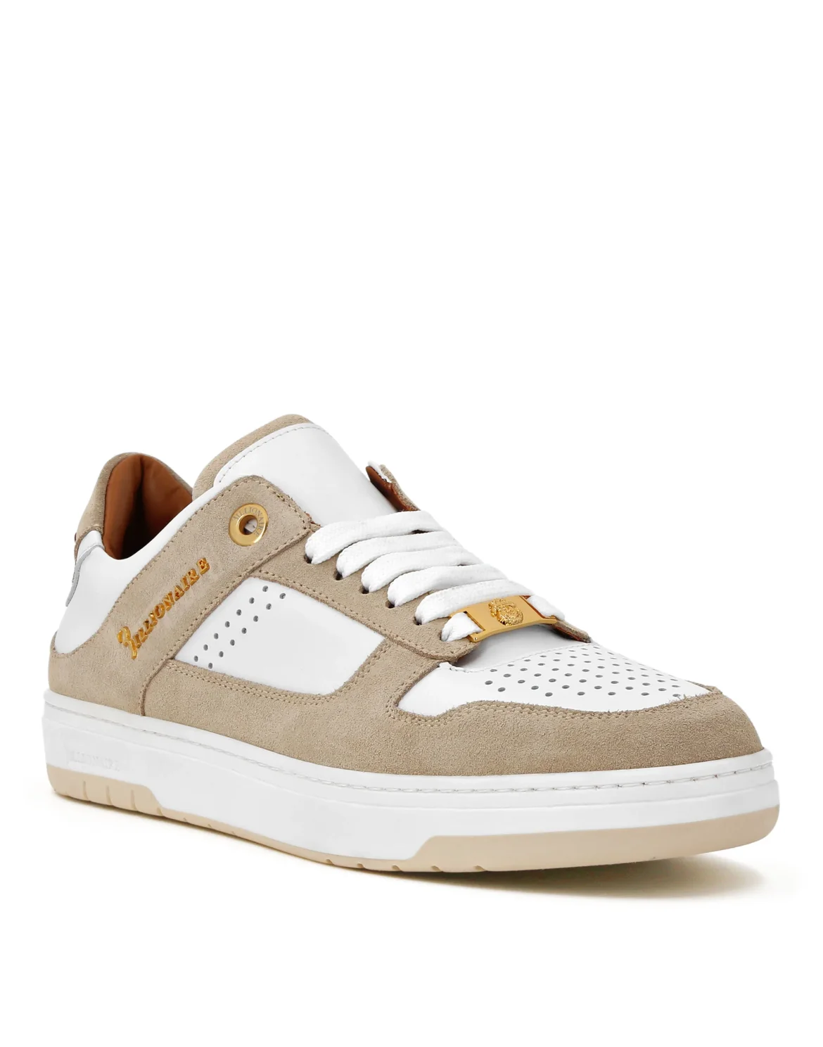 Nappa/Suede Lo-Top Sneakers, цвет: Бежевый