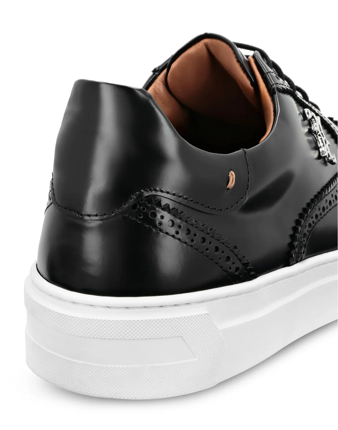 Leather Lo-Top Sneakers, цвет: Черный