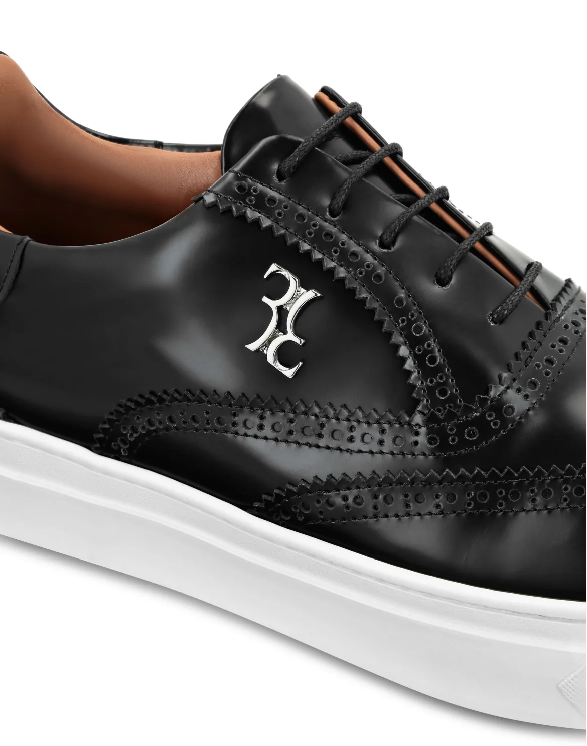 Leather Lo-Top Sneakers, цвет: Черный