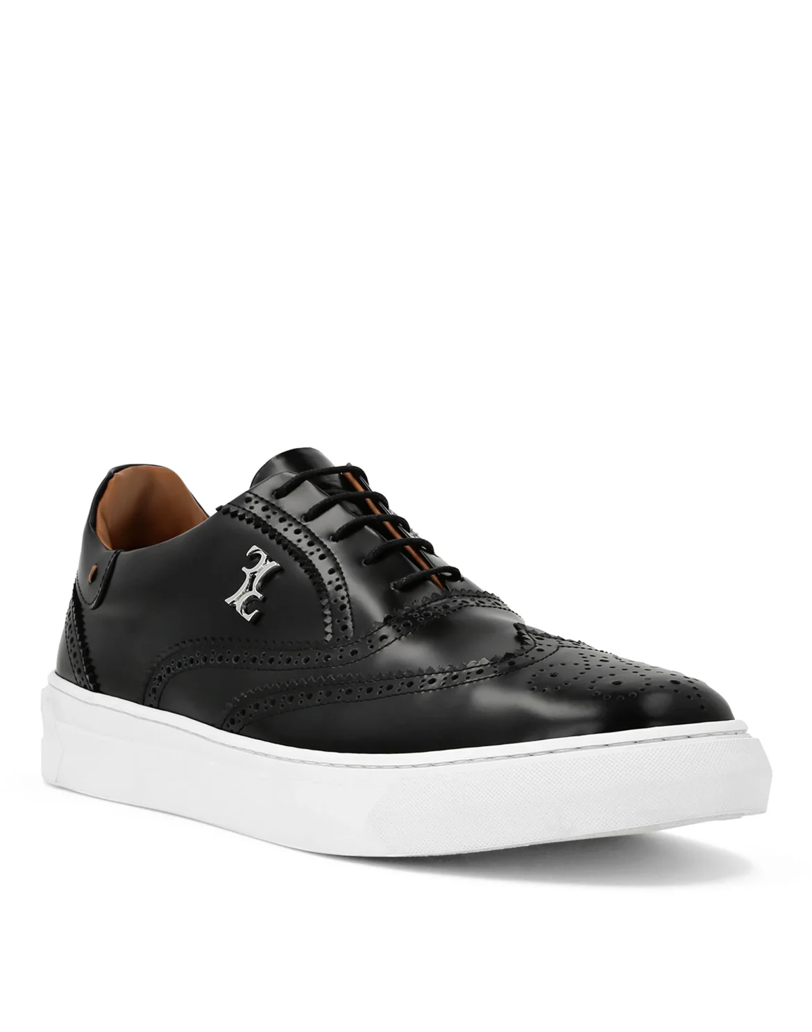 Leather Lo-Top Sneakers, цвет: Черный