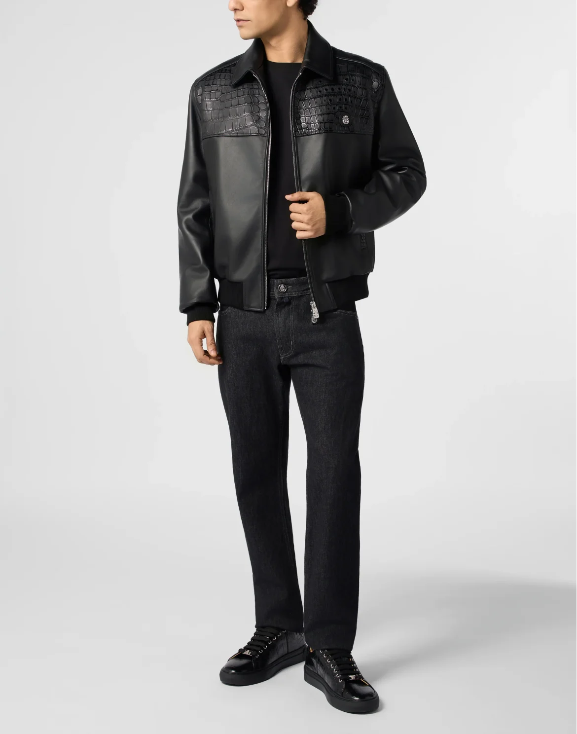 Bomber Coster Jacket Croco Inserts, цвет: Черный