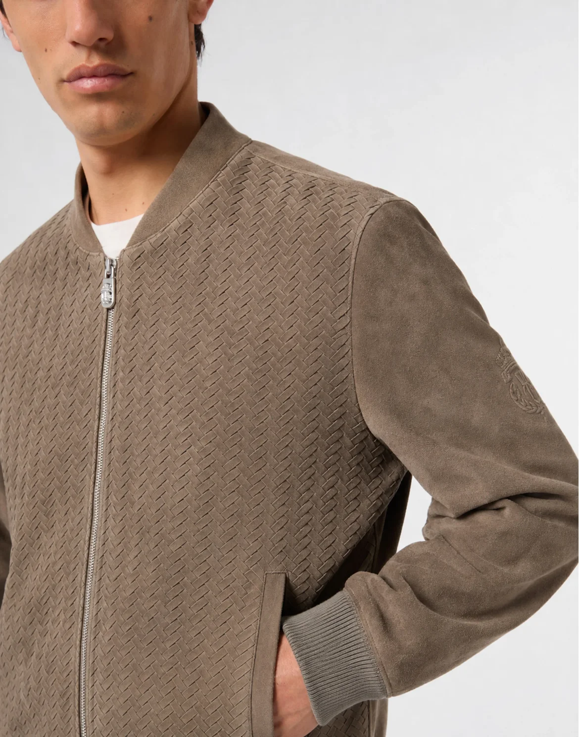 Leather Bomber "Alexander", цвет: Серый