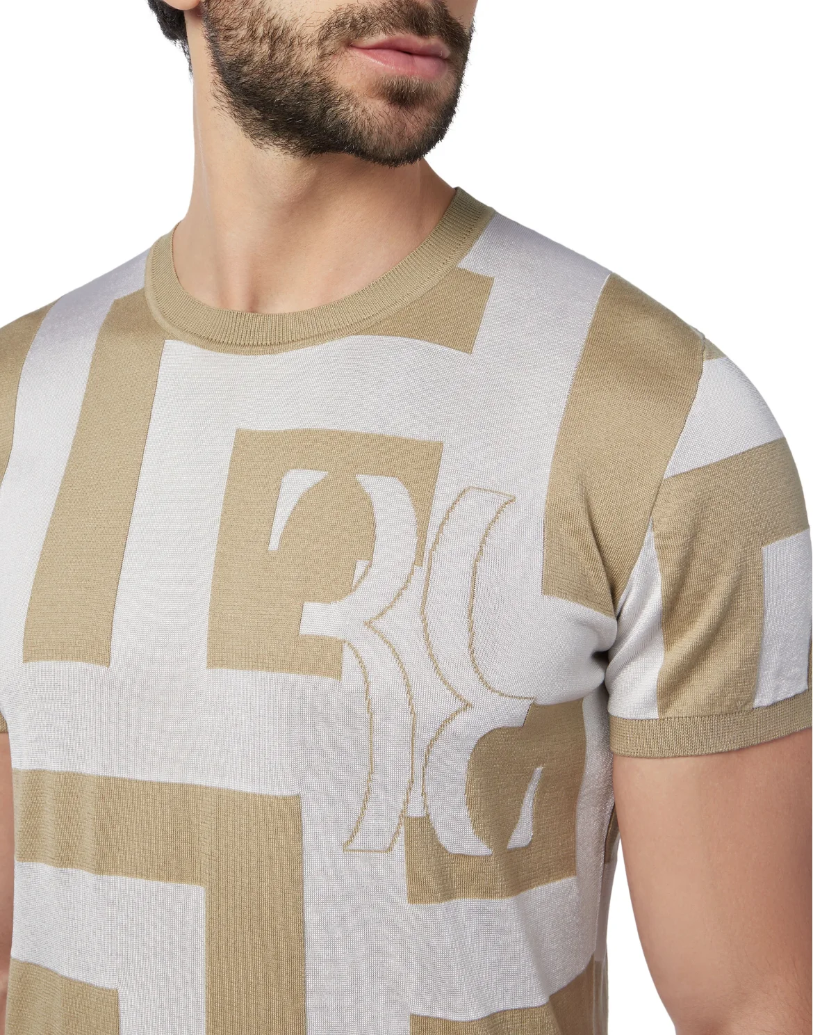 Pullover Round Neck SS Geometric, цвет: Бежевый