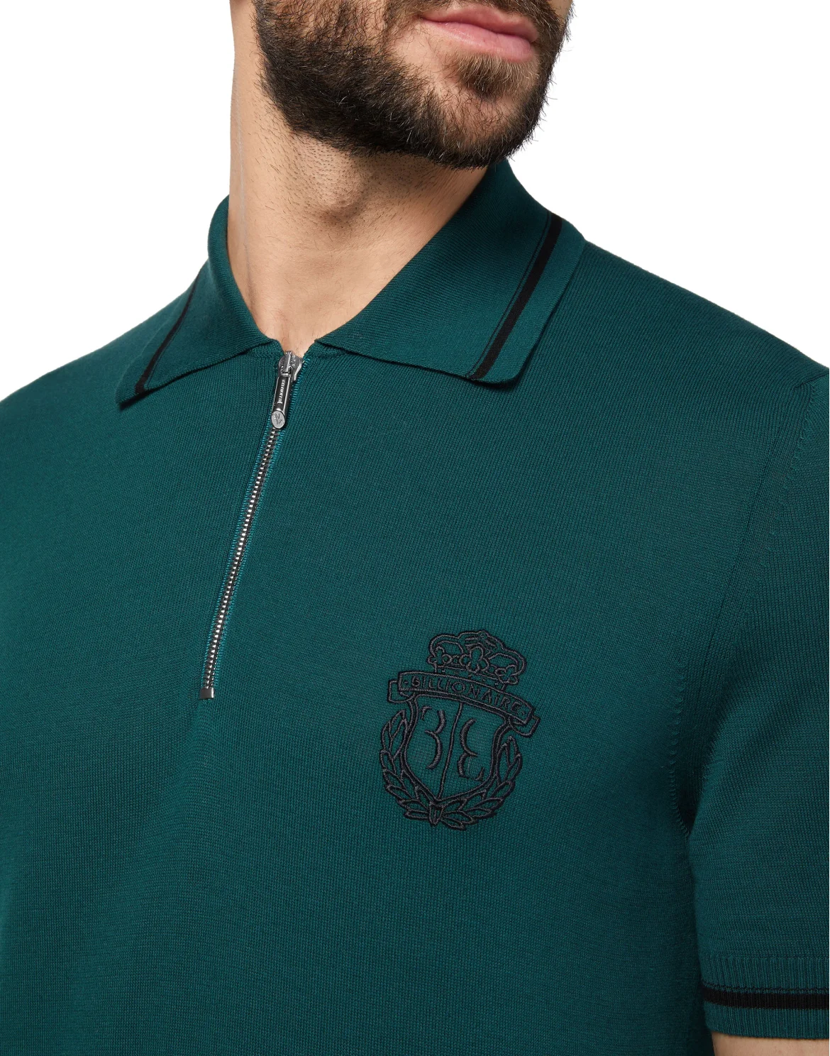 Pullover zip mock SS Double B, цвет: Зеленый