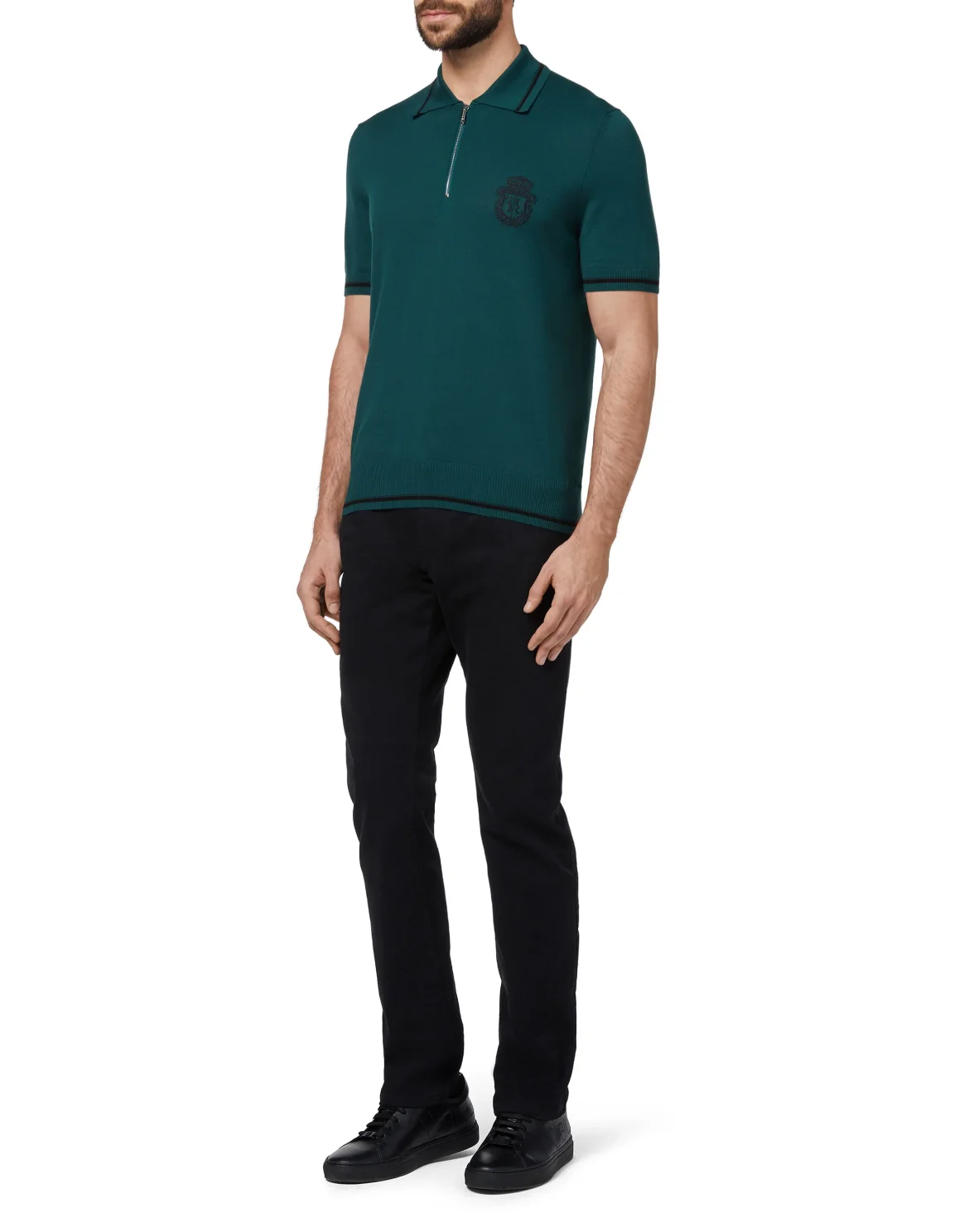 Pullover zip mock SS Double B, цвет: Зеленый