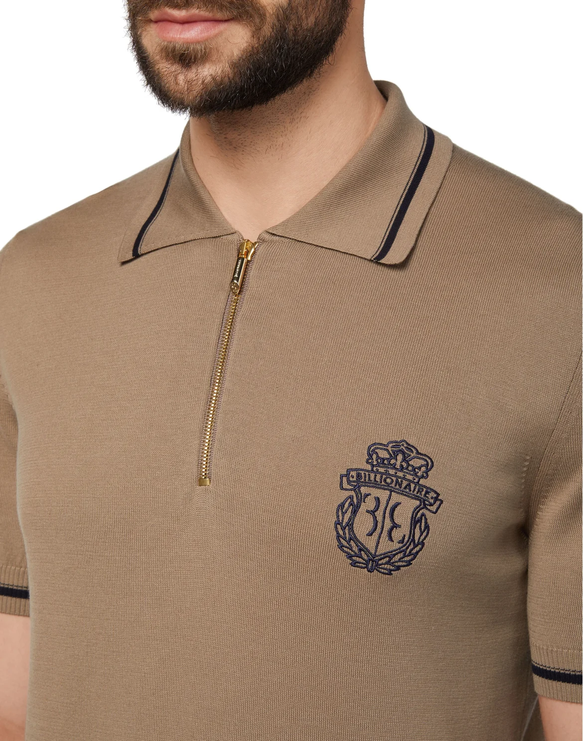 Pullover zip mock SS Double B, цвет: Бежевый