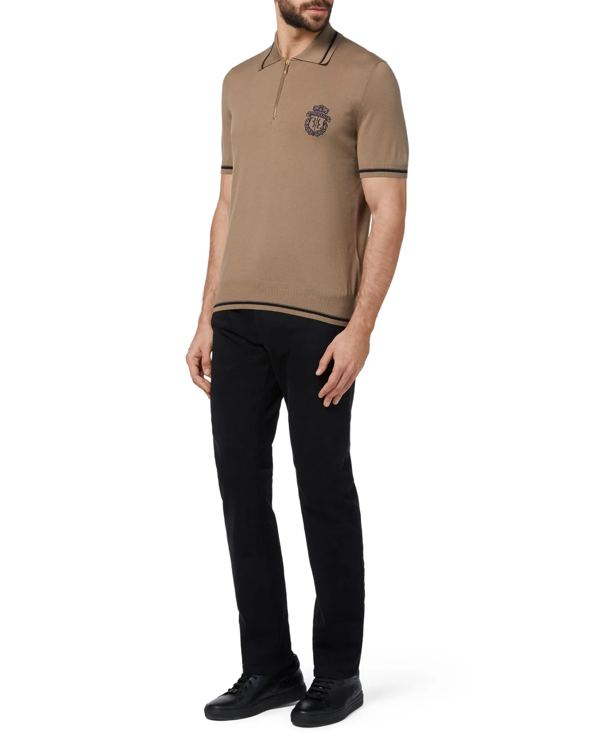 Pullover zip mock SS Double B, цвет: Бежевый