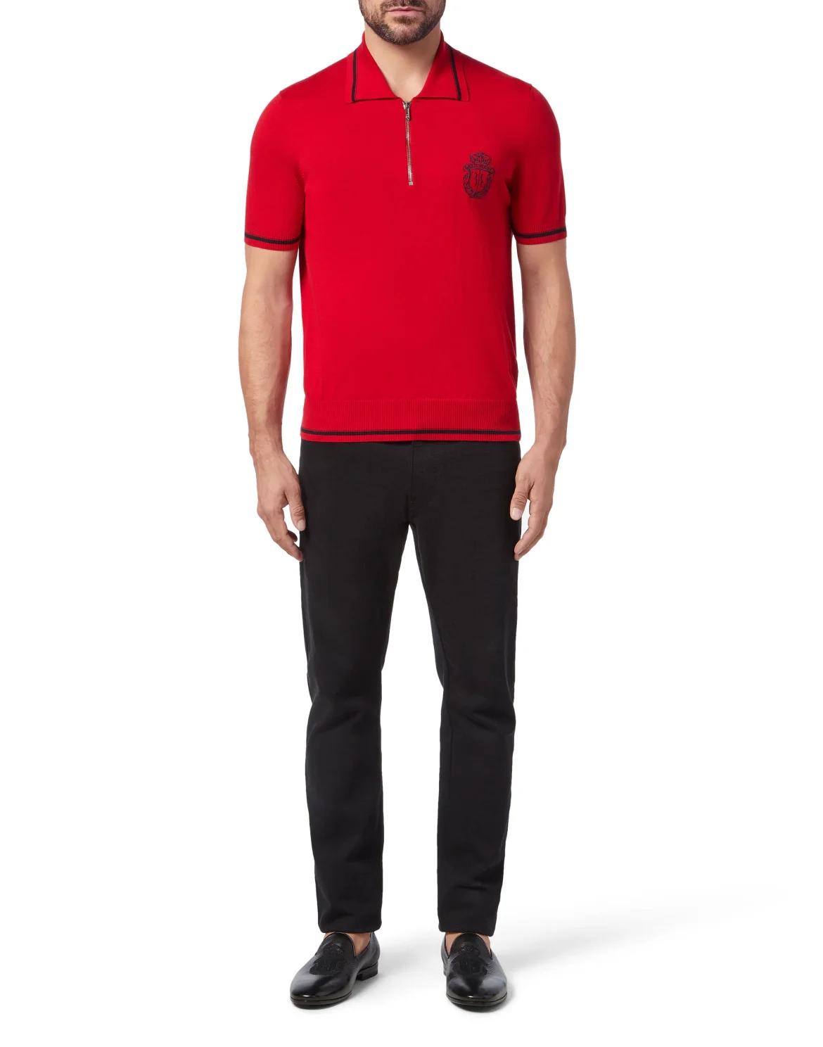 Pullover zip mock SS Double B, цвет: Красный