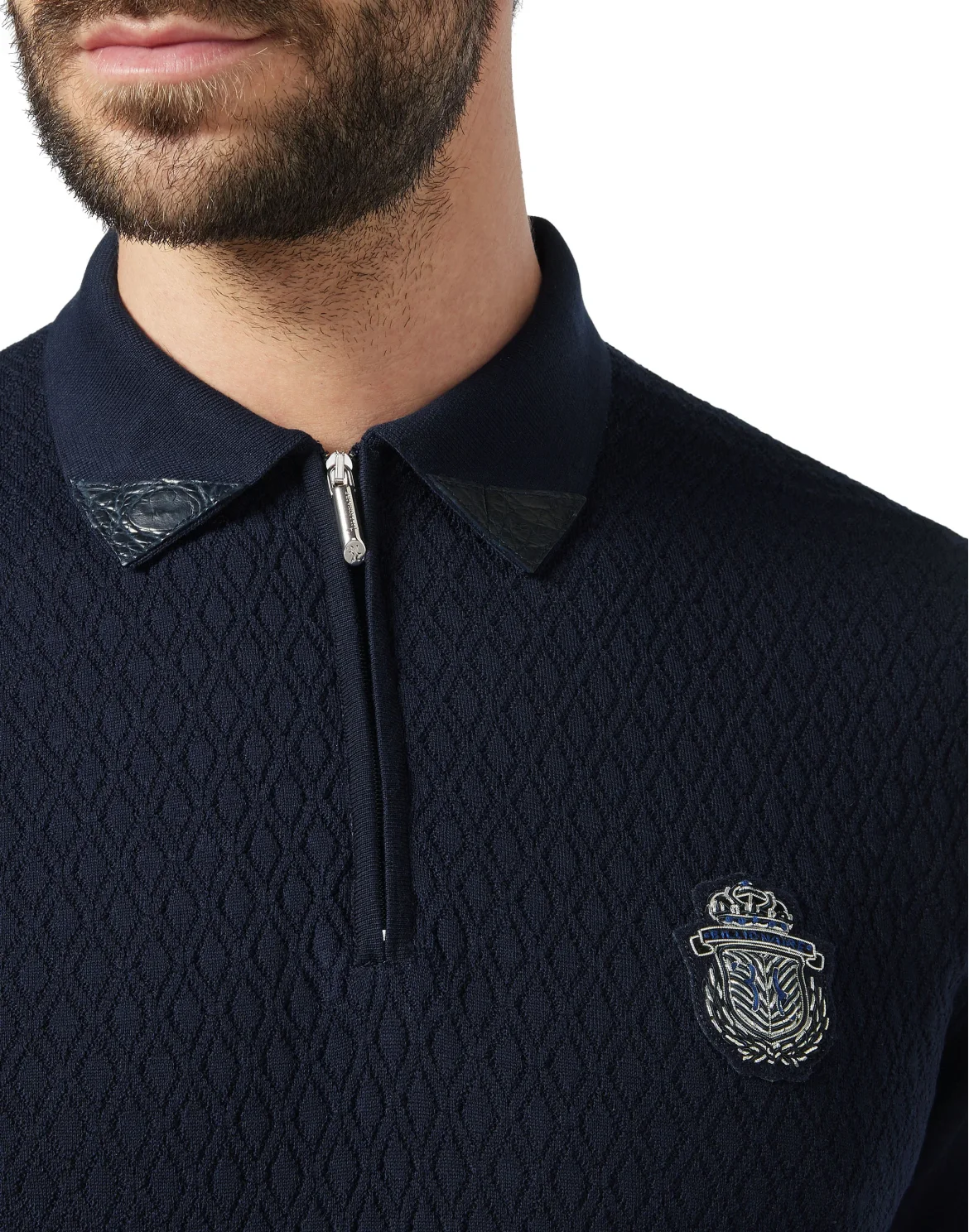 Pullover zip mock SS Luxury, цвет: Синий