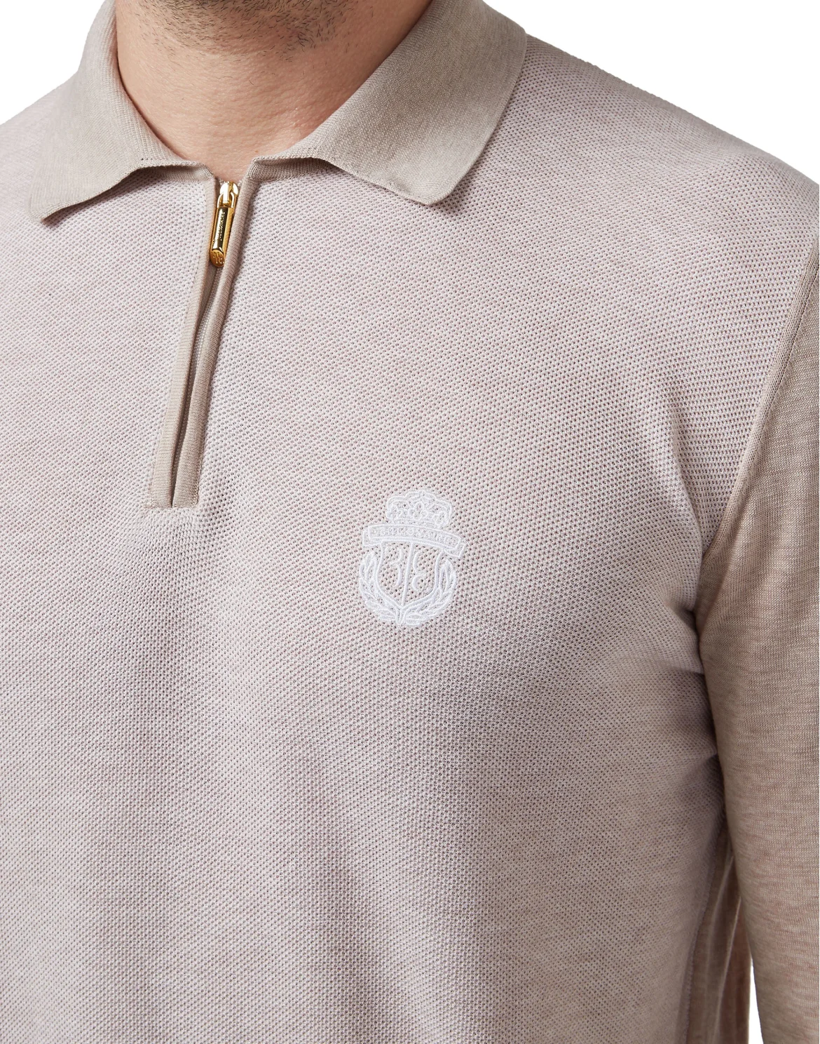 Pullover zip mock LS Crest, цвет: Бежевый