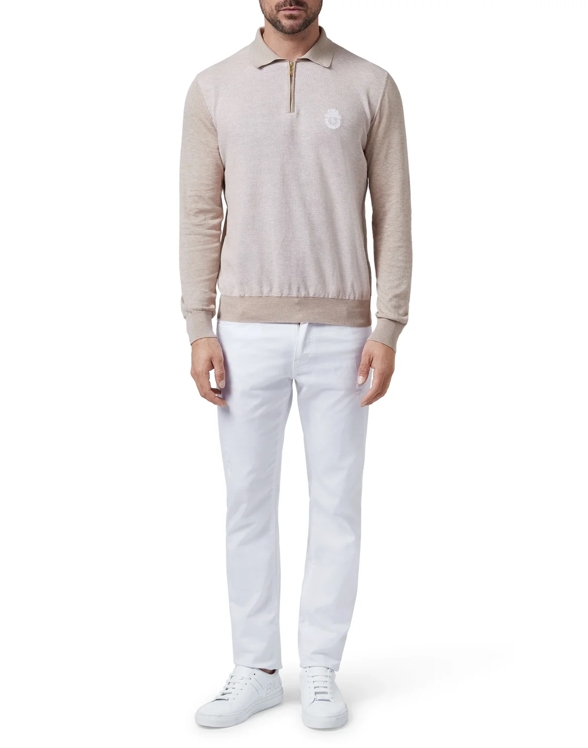 Pullover zip mock LS Crest, цвет: Бежевый