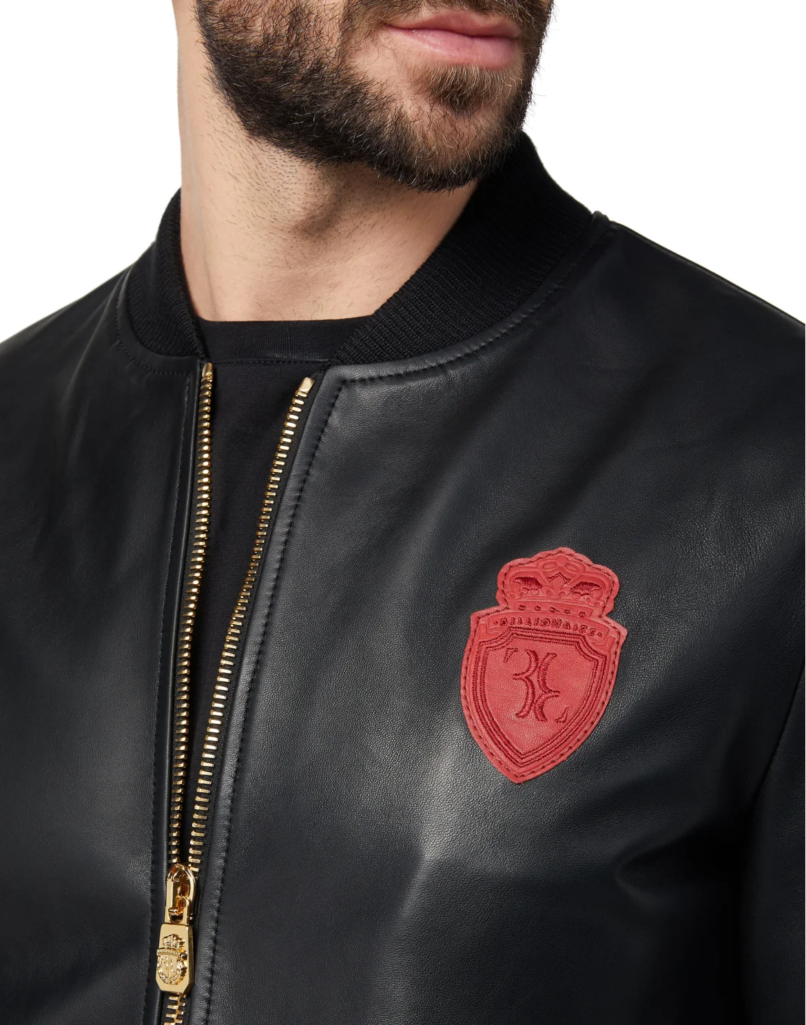 Leather Bomber Crest, цвет: Черный