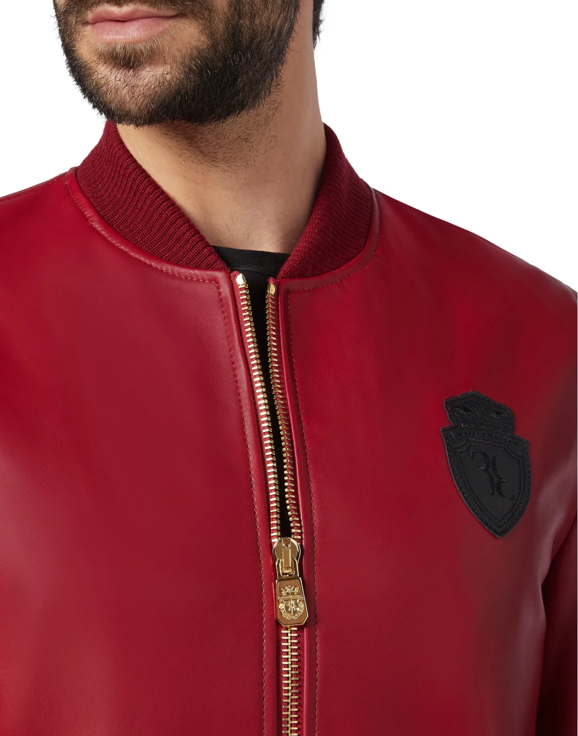 Leather Bomber Crest, цвет: Красный