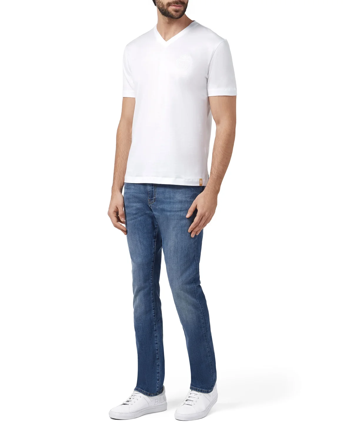 T-shirt V-Neck SS Crest, цвет: Белый