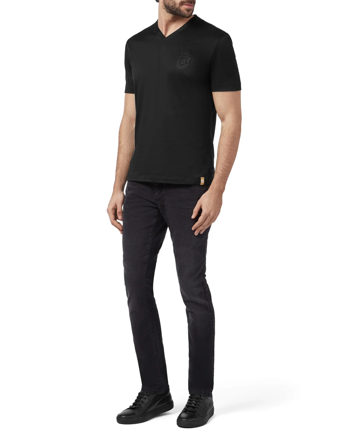 T-shirt V-Neck SS Crest, цвет: Черный