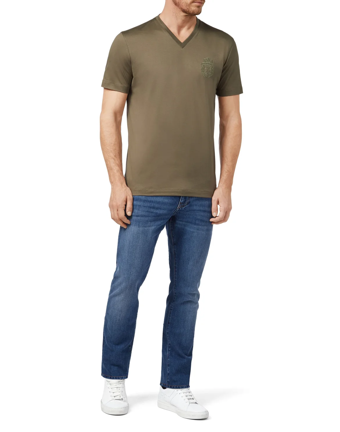 T-shirt V-Neck SS Crest, цвет: Зеленый