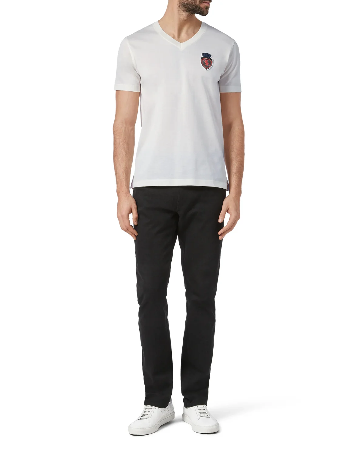 T-shirt V-Neck SS Crest, цвет: Белый