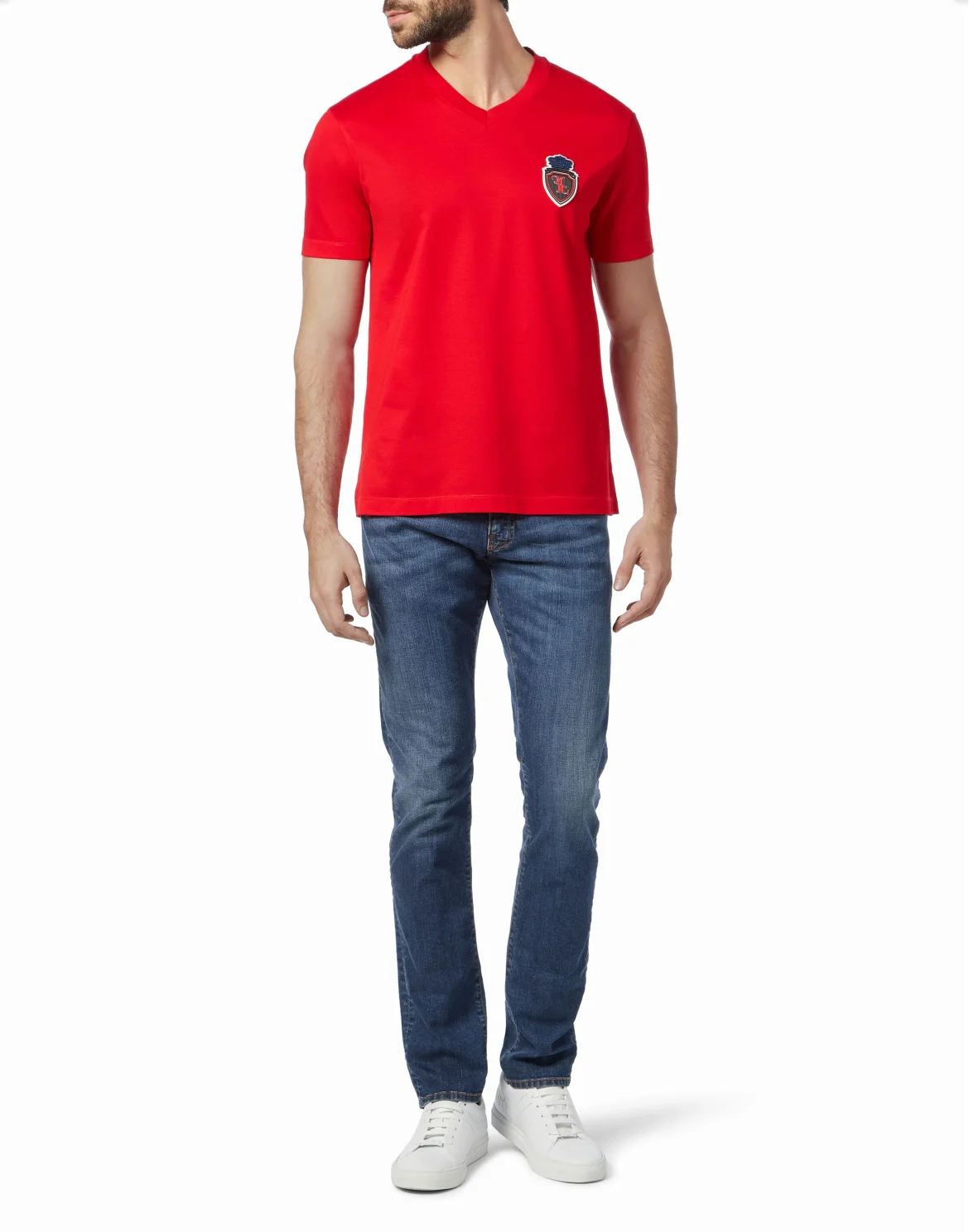 T-shirt V-Neck SS Crest, цвет: Красный