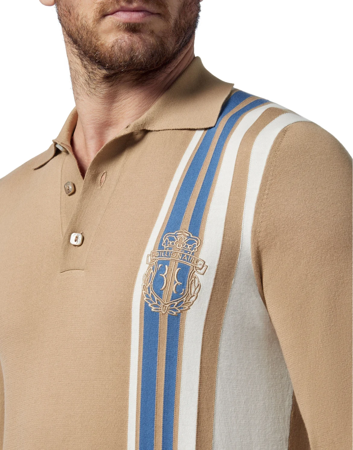 Pullover Polo-Neck LS Crest, цвет: Бежевый