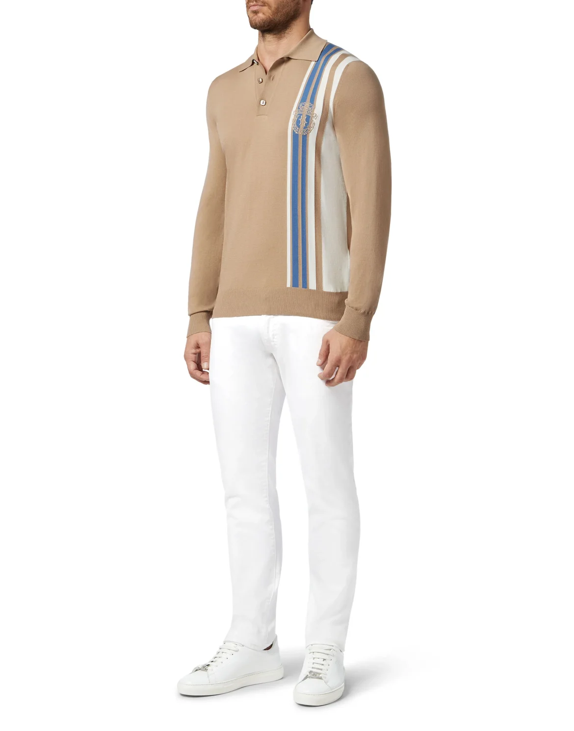 Pullover Polo-Neck LS Crest, цвет: Бежевый