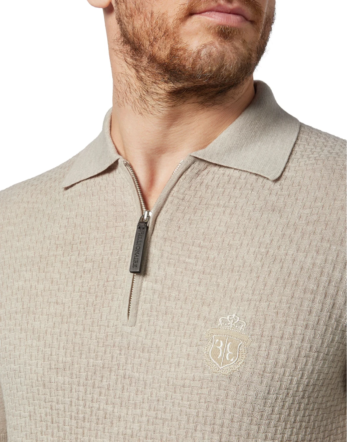 Pullover zip mock SS Crest, цвет: Бежевый
