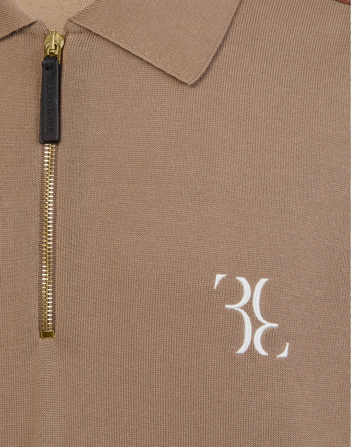 Pullover zip mock SS Luxury, цвет: Бежевый