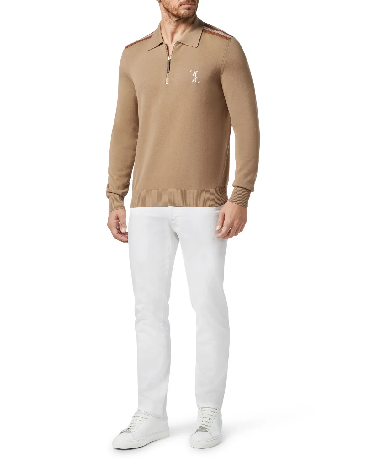 Pullover zip mock LS Luxury, цвет: Бежевый