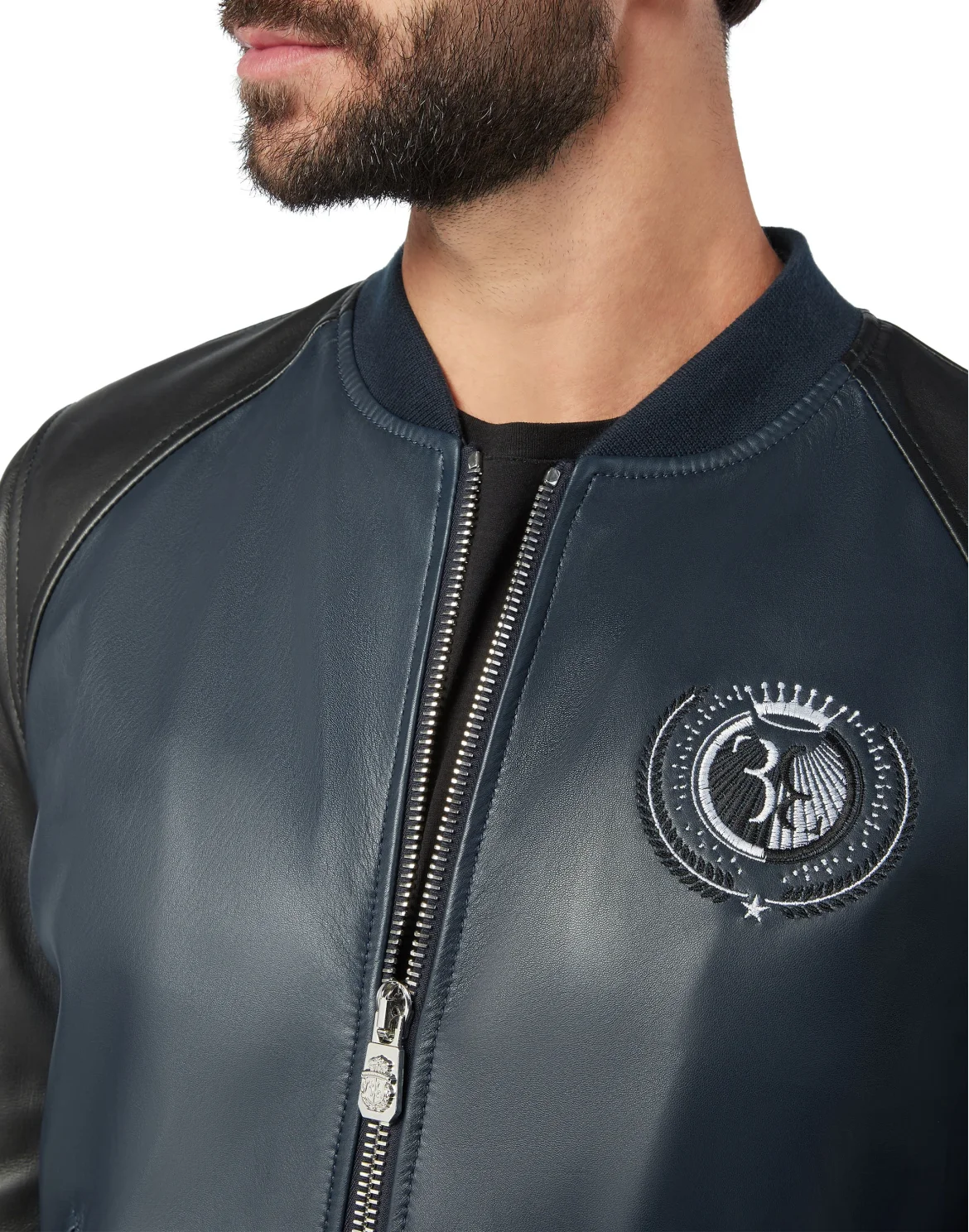 Leather Bomber Double B, цвет: Синий