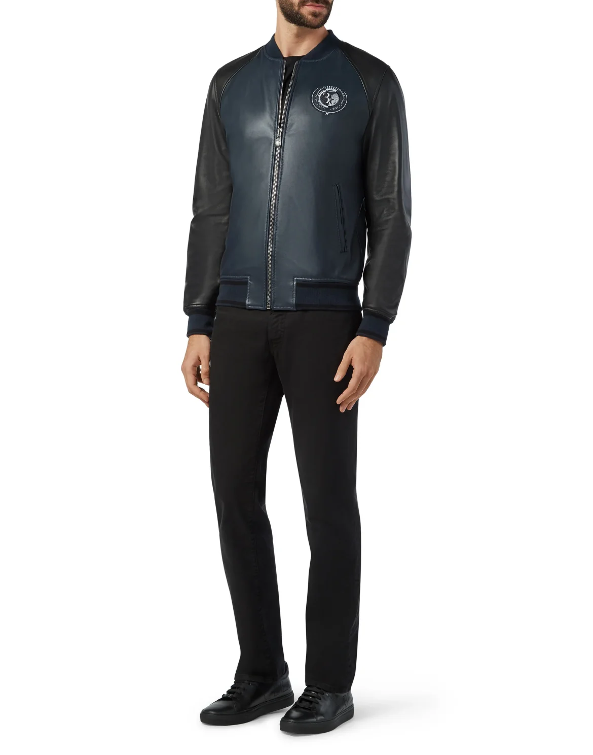Leather Bomber Double B, цвет: Синий