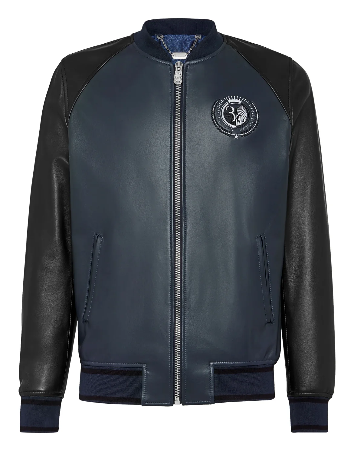 Leather Bomber Double B, цвет: Синий