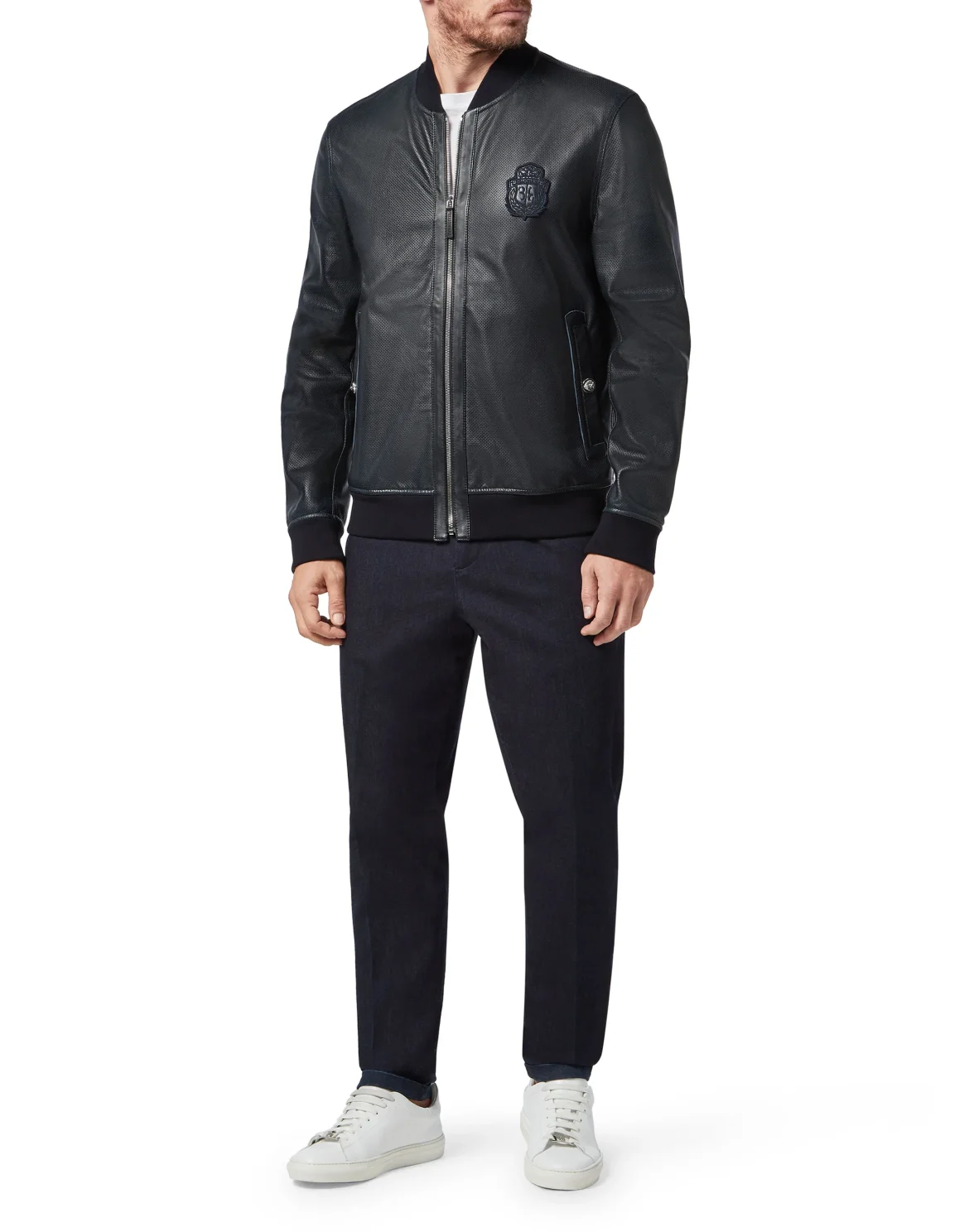 Leather Bomber Crest, цвет: Синий