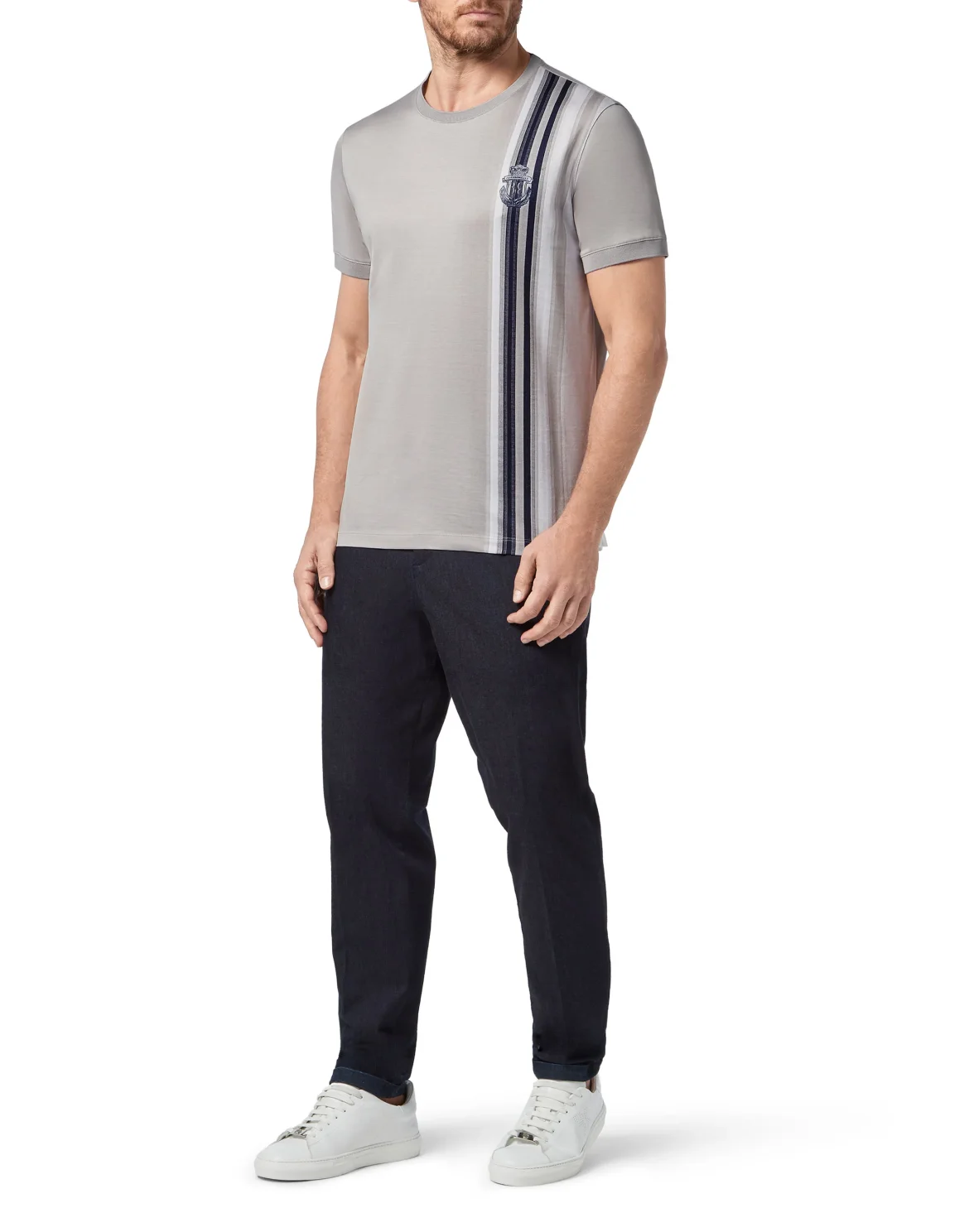 T-shirt Round Neck SS Stripes, цвет: Серый