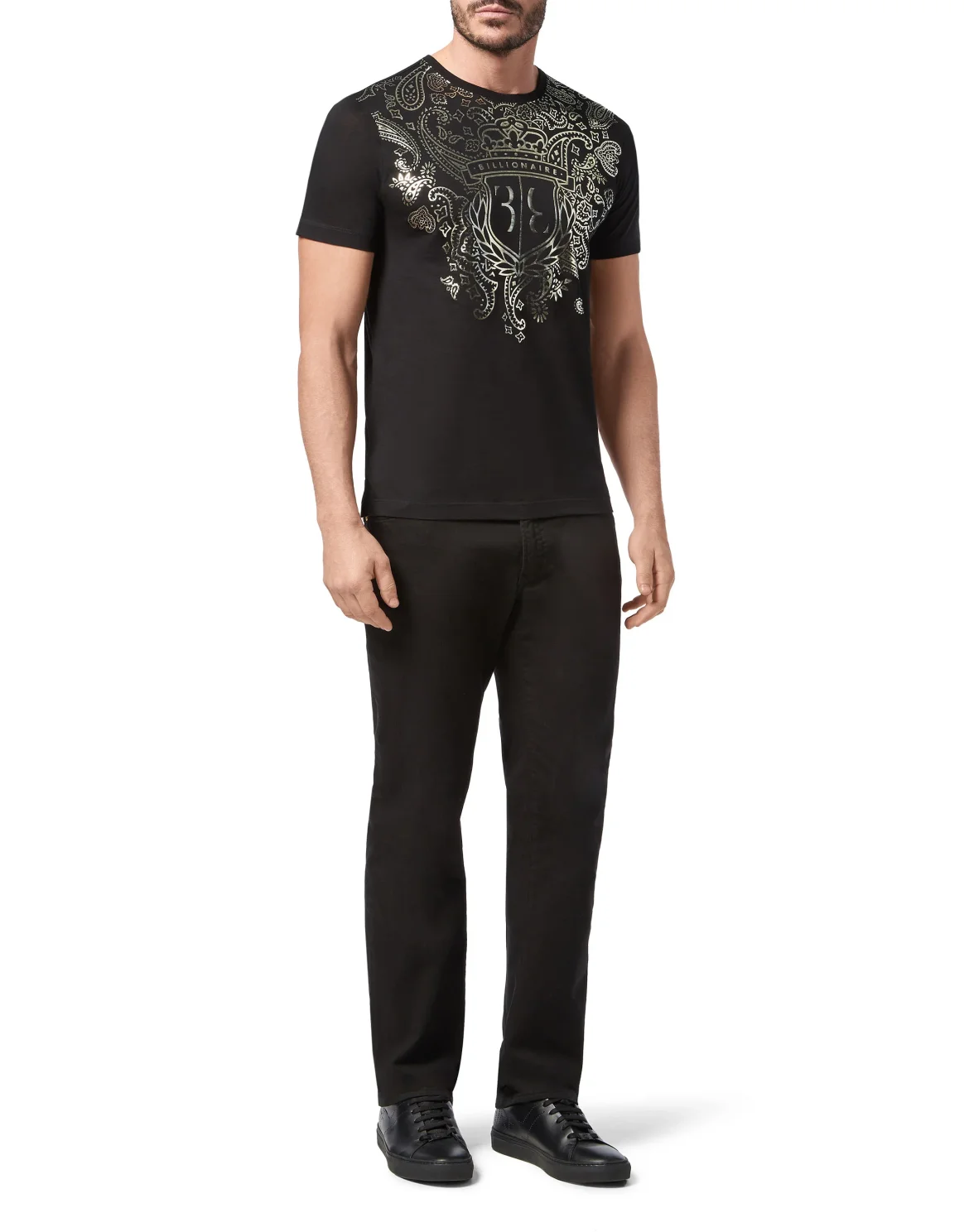 T-shirt Round Neck SS Paisley, цвет: Черный