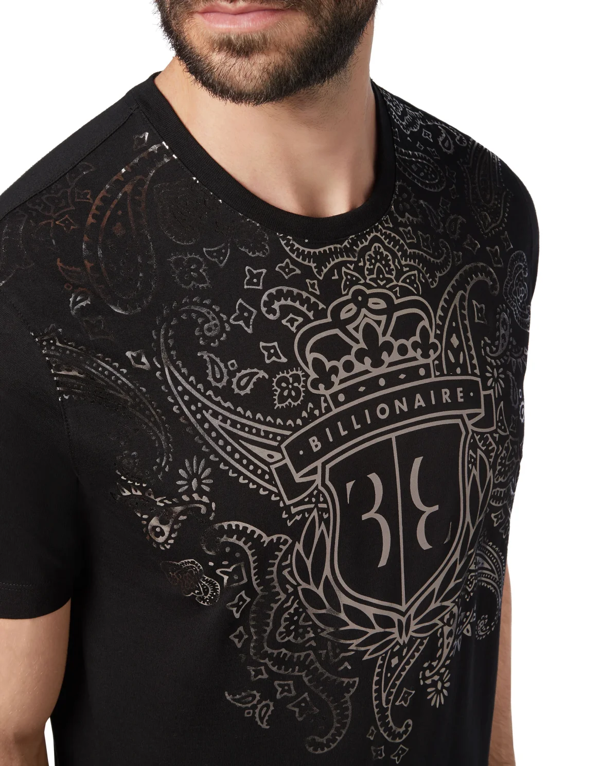 T-shirt Round Neck SS Paisley, цвет: Черный