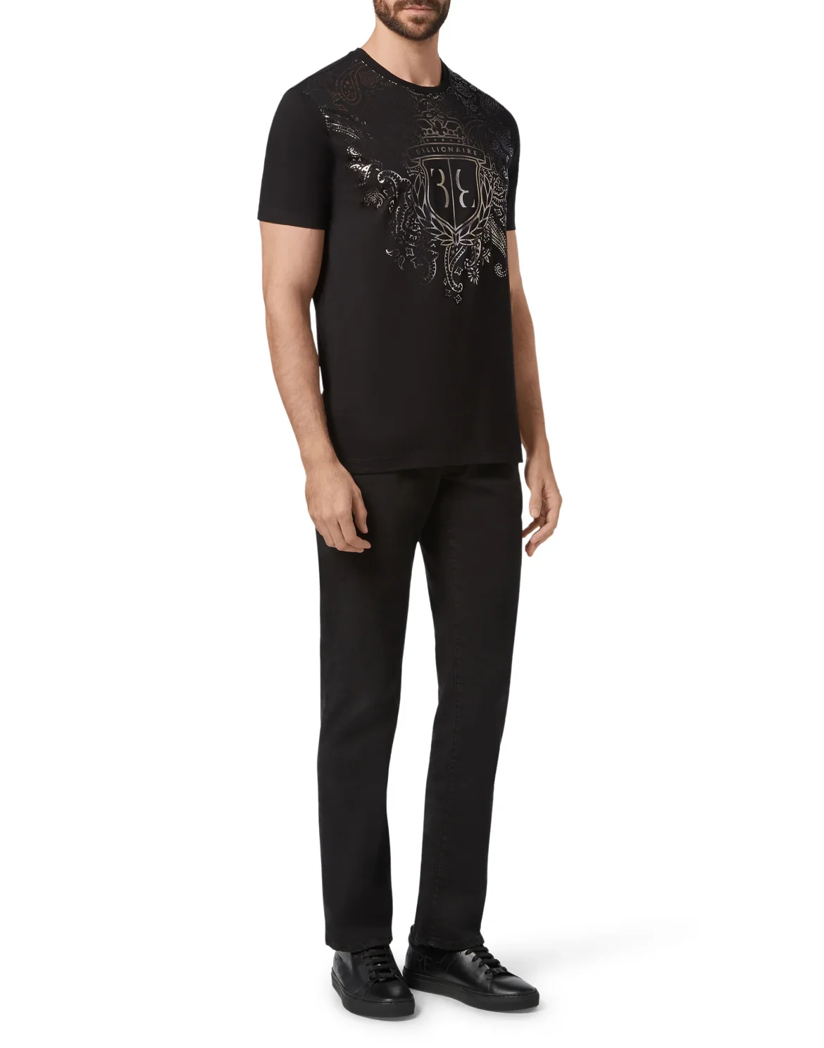 T-shirt Round Neck SS Paisley, цвет: Черный