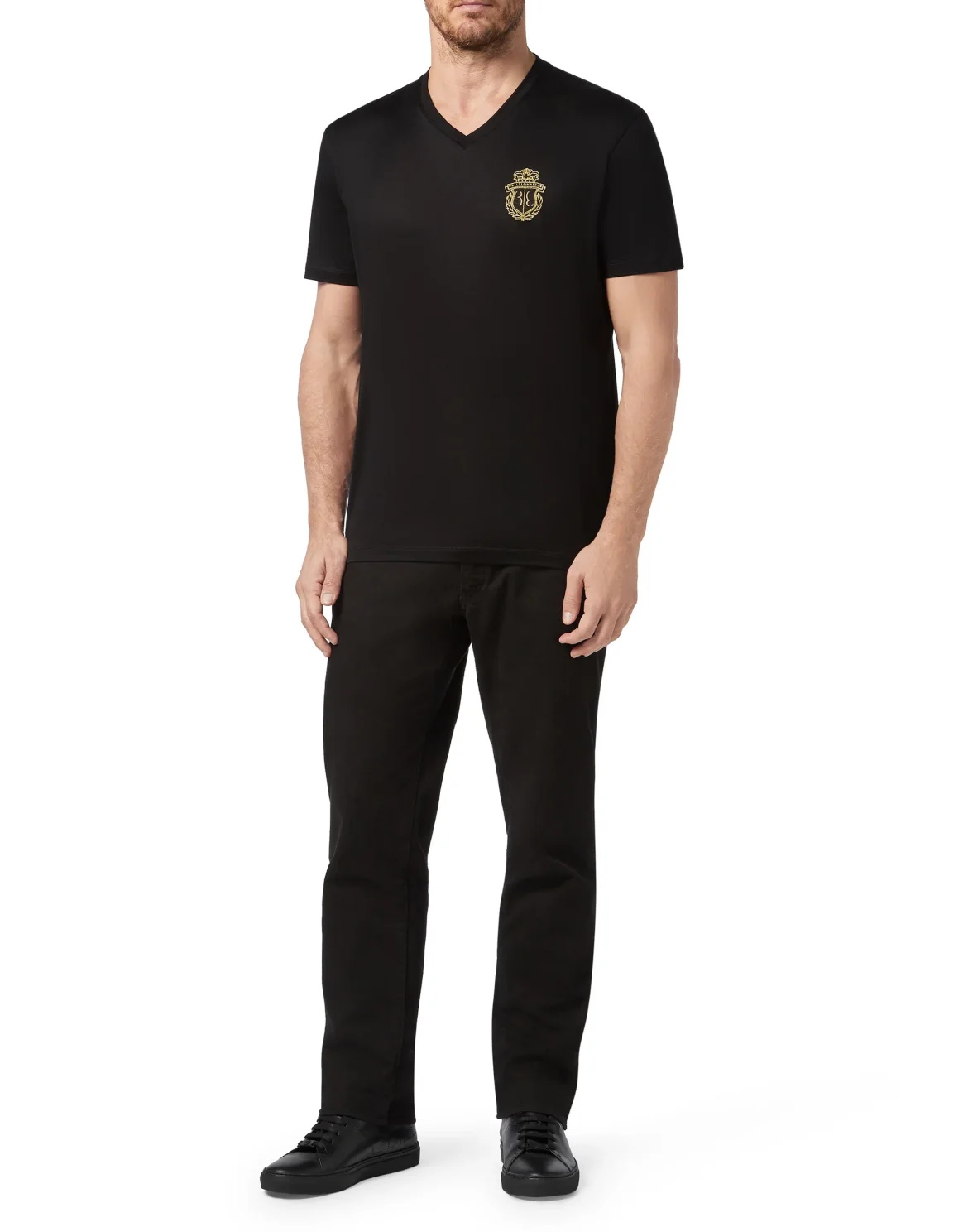 T-shirt V-Neck SS Crest, цвет: Черный